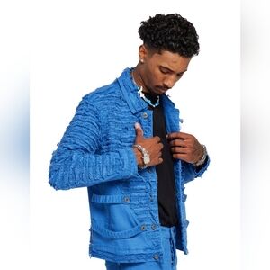 VALABASAS® Ultra Distressed "Blue Reale" Claude Denim Jacket | 2XL